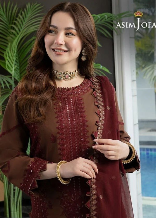 Asim Jofa - 3PC (Unstitched) Embroidered Dhanak Suit - AJA 5601