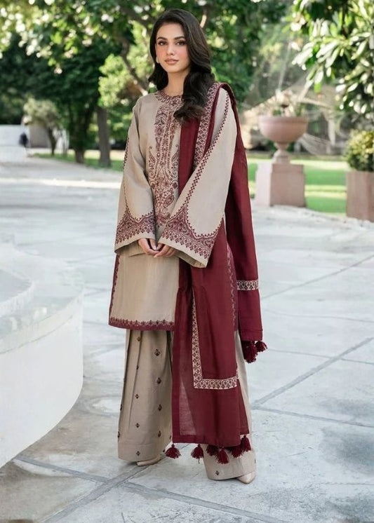 Baroque - 3PC (Unstitched) Dhanak Embroidered Suit - GKA7126